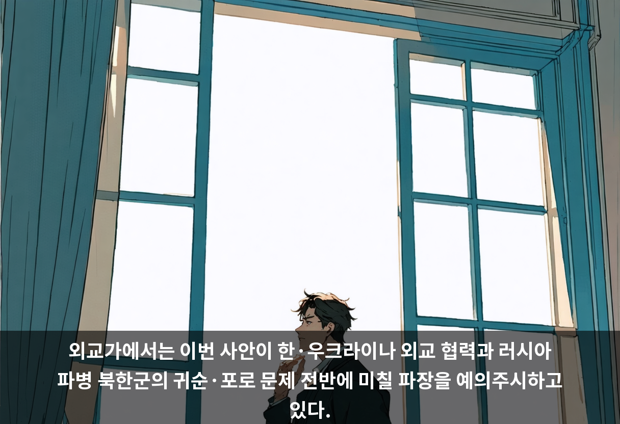외교가에서는 이번 사안이 한·우크라이나 외교 협력과 러시아 파병 북한군의 귀순·포로 문제 전반에 미칠 파장을 예의주시하고 있다.