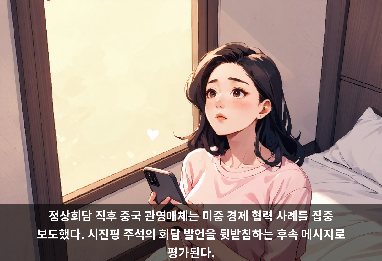 정상회담 직후 중국 관영매체는 미중 경제 협력 사례를 집중 보도했다. 시진핑 주석의 회담 발언을 뒷받침하는 후속 메시지로 평가된다.