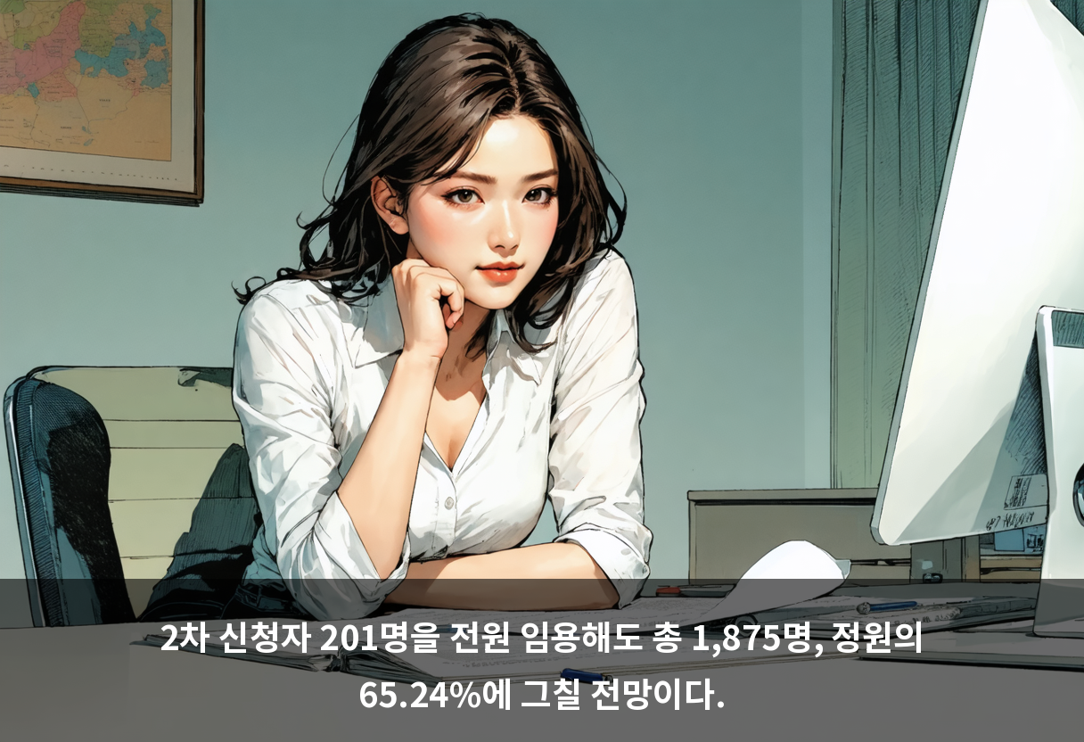 2차 신청자 201명을 전원 임용해도 총 1,875명, 정원의 65.24%에 그칠 전망이다.