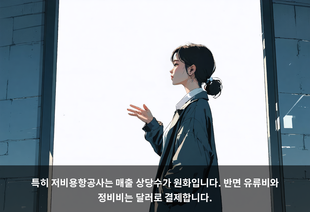 특히 저비용항공사는 매출 상당수가 원화입니다. 반면 유류비와 정비비는 달러로 결제합니다.