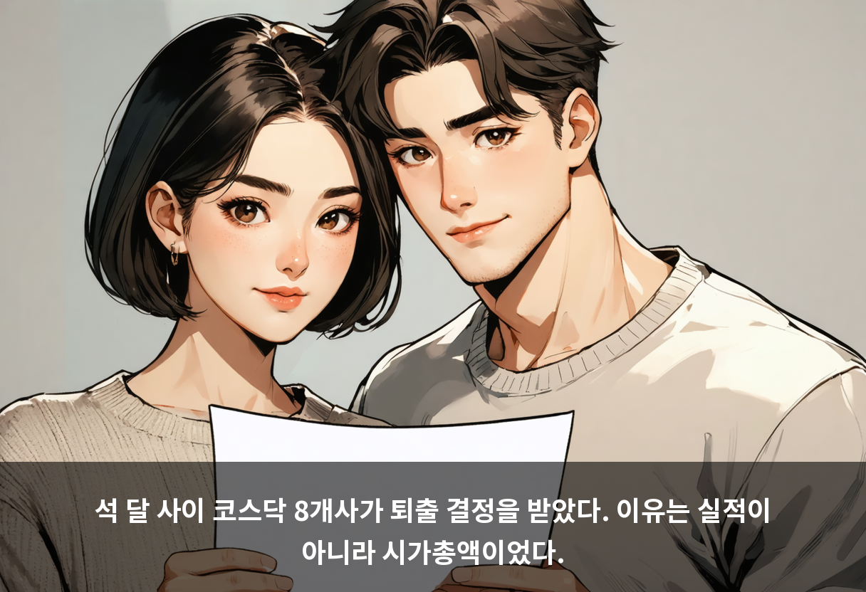 석 달 사이 코스닥 8개사가 퇴출 결정을 받았다. 이유는 실적이 아니라 시가총액이었다.