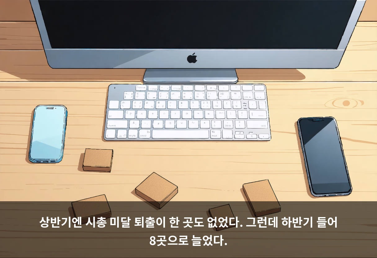 상반기엔 시총 미달 퇴출이 한 곳도 없었다. 그런데 하반기 들어 8곳으로 늘었다.