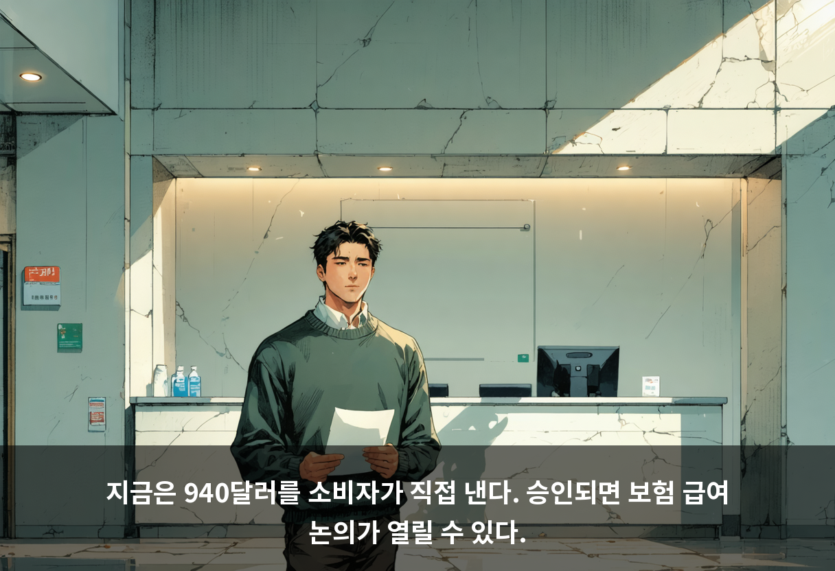 지금은 940달러를 소비자가 직접 낸다. 승인되면 보험 급여 논의가 열릴 수 있다.
