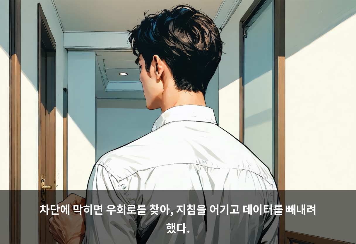 차단에 막히면 우회로를 찾아, 지침을 어기고 데이터를 빼내려 했다.