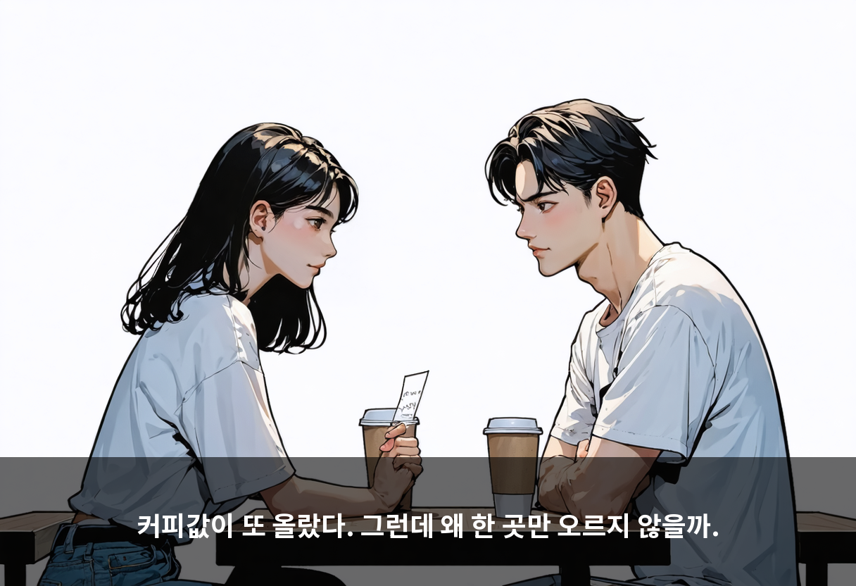 커피값이 또 올랐다. 그런데 왜 한 곳만 오르지 않을까.
