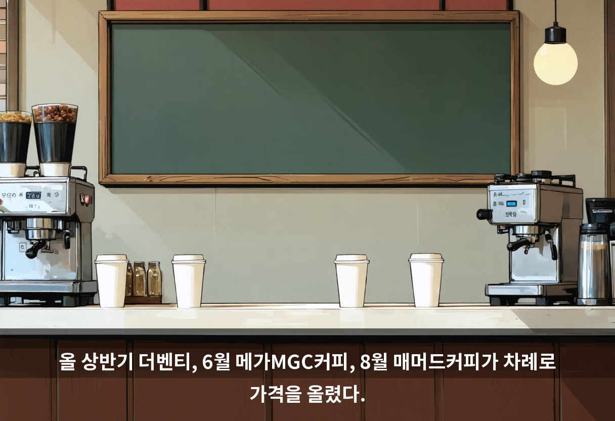 올 상반기 더벤티, 6월 메가MGC커피, 8월 매머드커피가 차례로 가격을 올렸다.