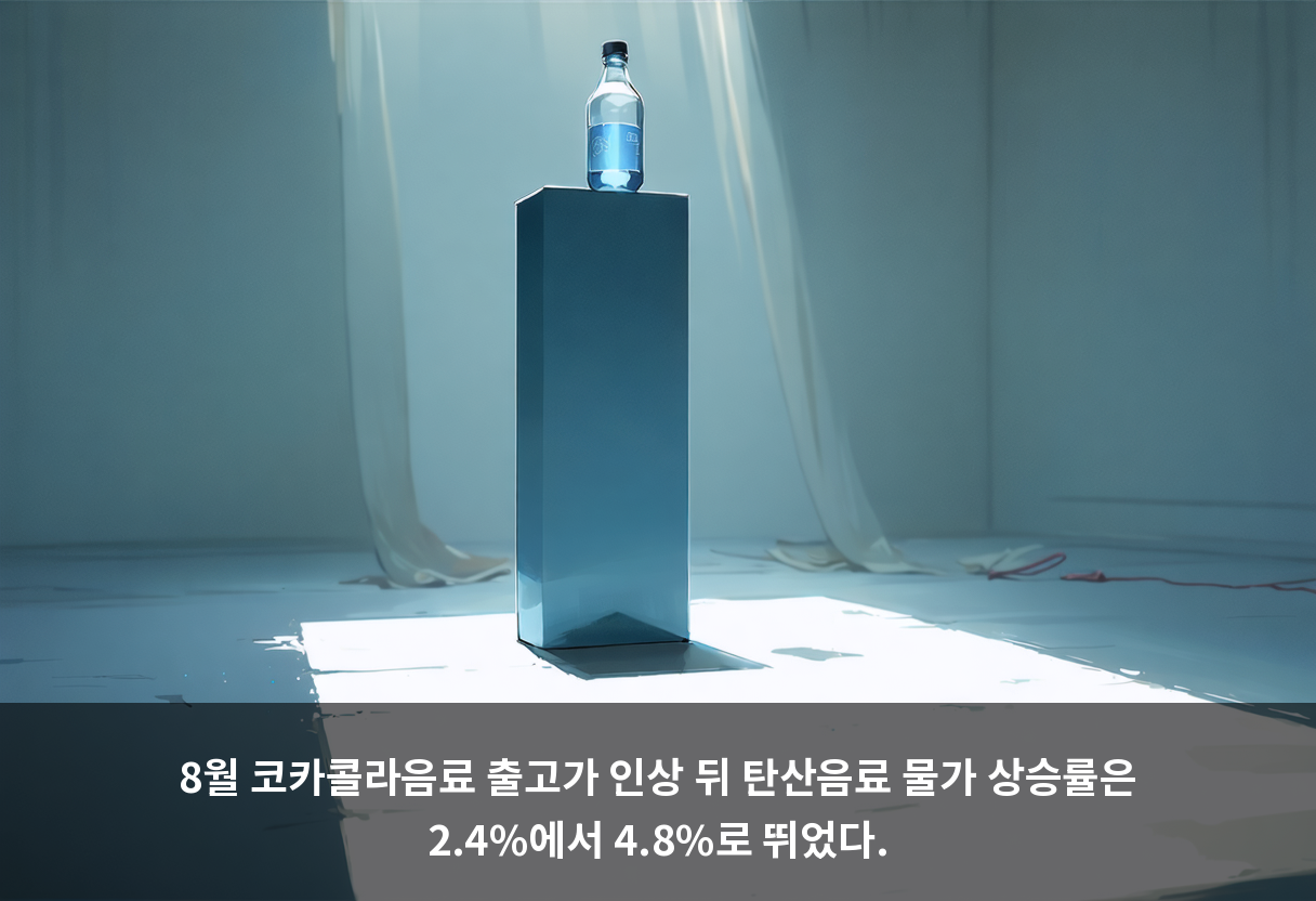 8월 코카콜라음료 출고가 인상 뒤 탄산음료 물가 상승률은 2.4%에서 4.8%로 뛰었다.