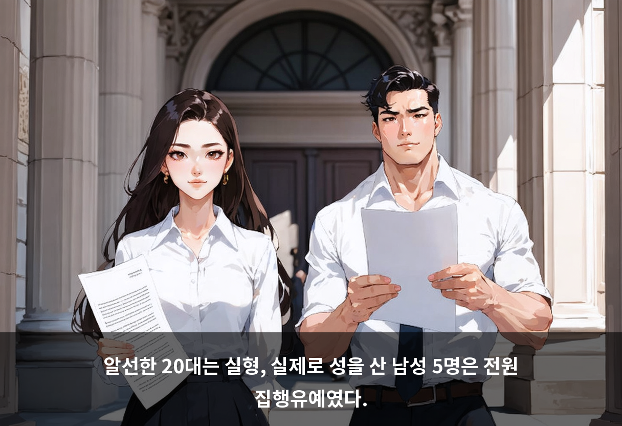 알선한 20대는 실형, 실제로 성을 산 남성 5명은 전원 집행유예였다.