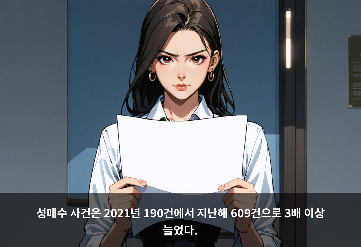 성매수 사건은 2021년 190건에서 지난해 609건으로 3배 이상 늘었다.