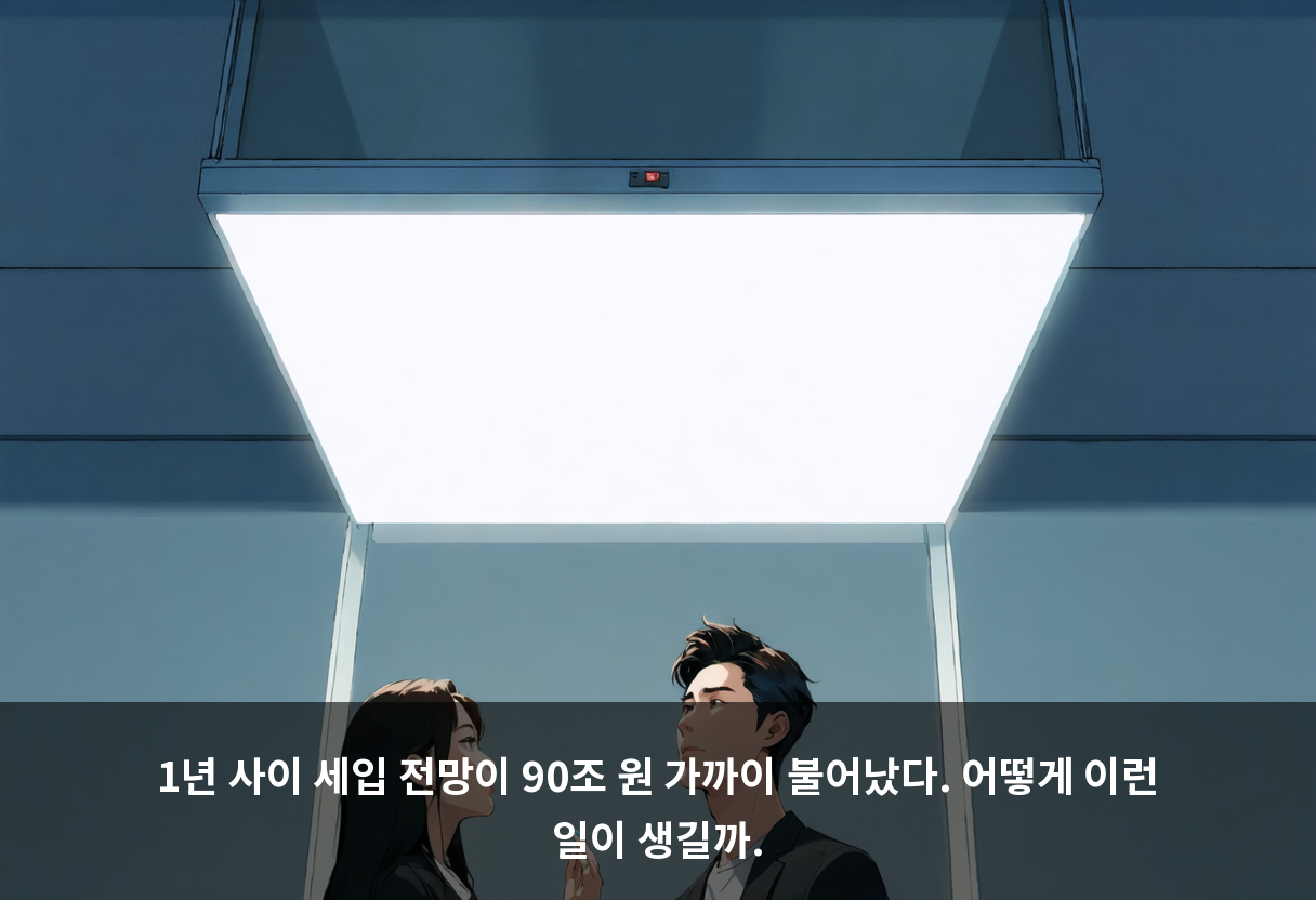 1년 사이 세입 전망이 90조 원 가까이 불어났다. 어떻게 이런 일이 생길까.