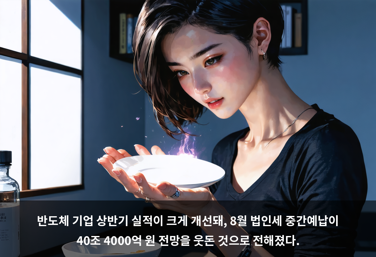반도체 기업 상반기 실적이 크게 개선돼, 8월 법인세 중간예납이 40조 4000억 원 전망을 웃돈 것으로 전해졌다.