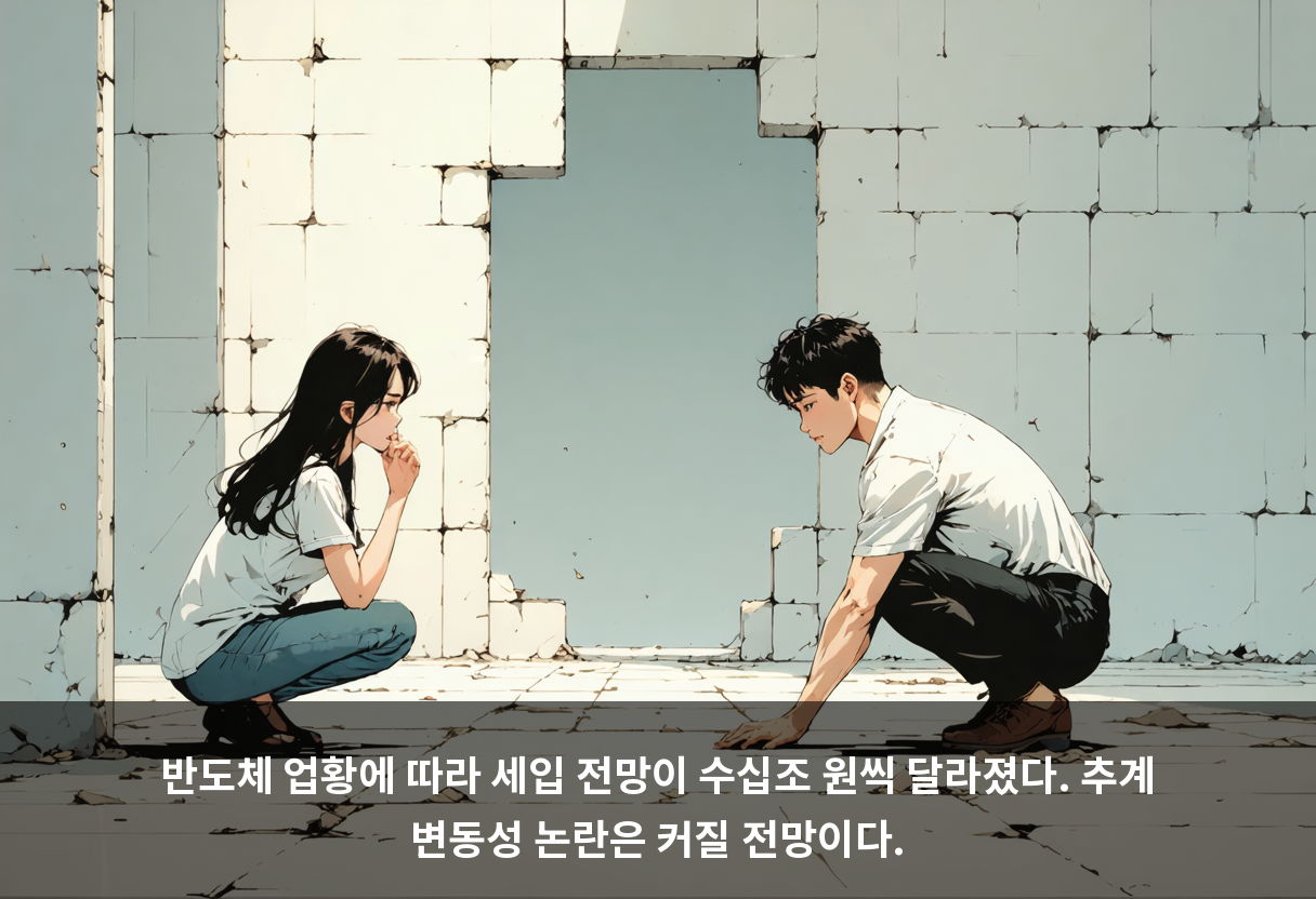반도체 업황에 따라 세입 전망이 수십조 원씩 달라졌다. 추계 변동성 논란은 커질 전망이다.