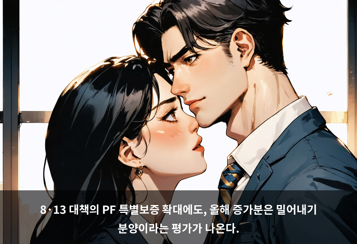 8·13 대책의 PF 특별보증 확대에도, 올해 증가분은 밀어내기 분양이라는 평가가 나온다.