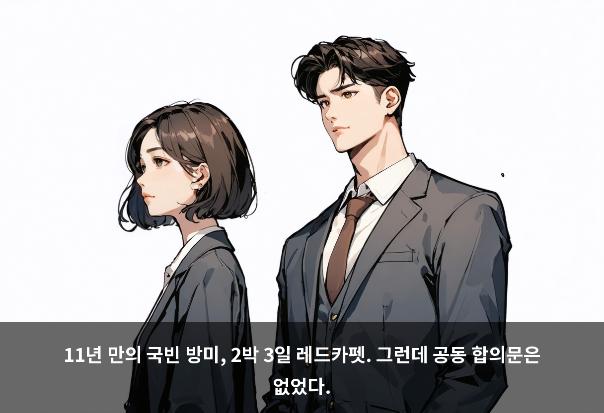 11년 만의 국빈 방미, 2박 3일 레드카펫. 그런데 공동 합의문은 없었다.