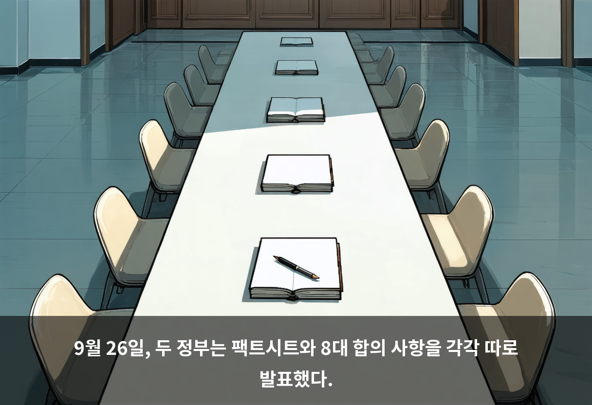 9월 26일, 두 정부는 팩트시트와 8대 합의 사항을 각각 따로 발표했다.