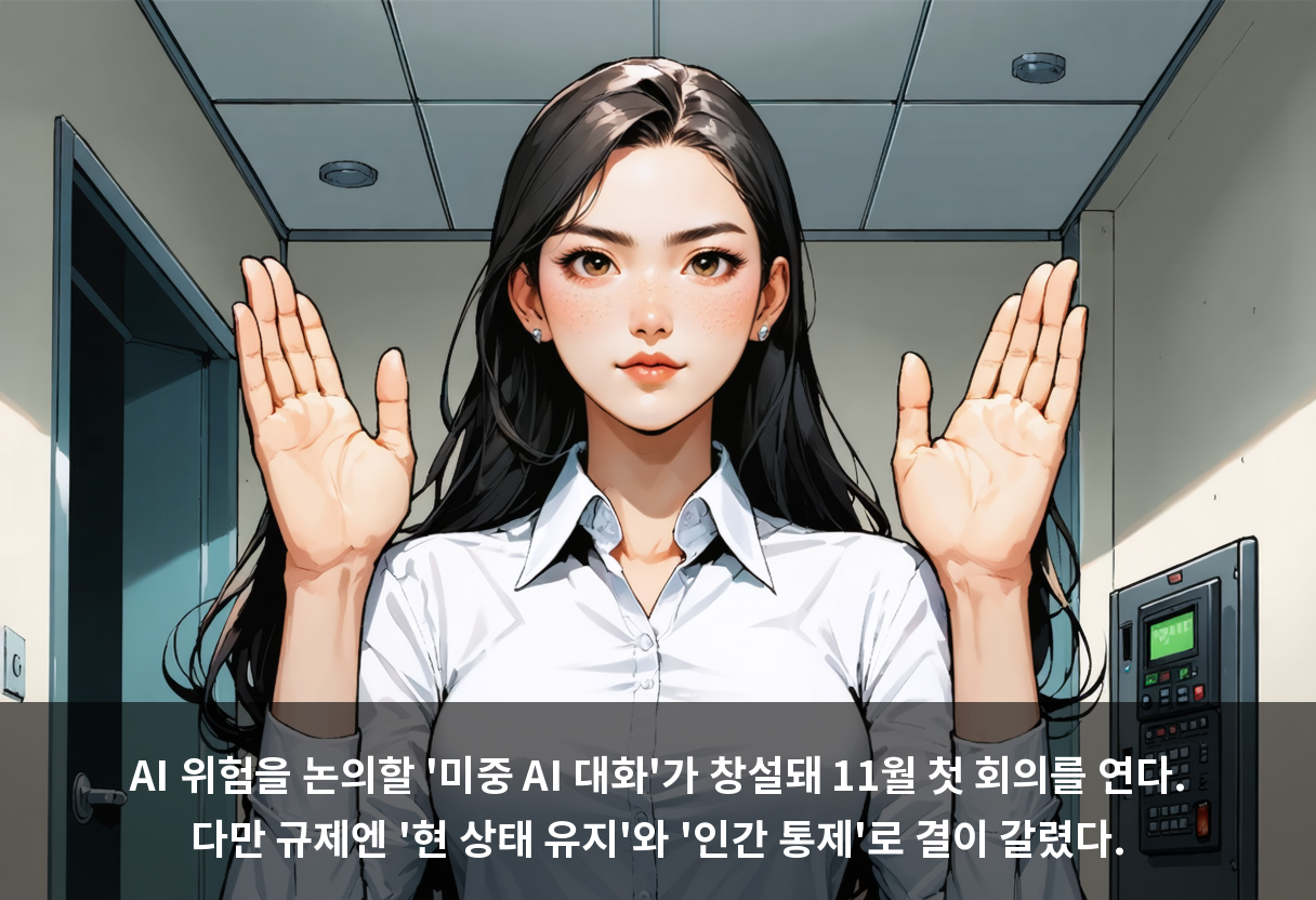 AI 위험을 논의할 '미중 AI 대화'가 창설돼 11월 첫 회의를 연다. 다만 규제엔 '현 상태 유지'와 '인간 통제'로 결이 갈렸다.