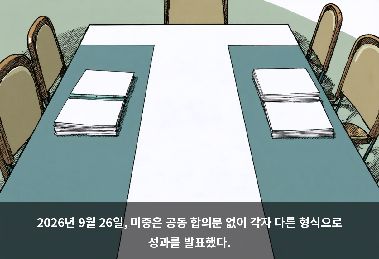 2026년 9월 26일, 미중은 공동 합의문 없이 각자 다른 형식으로 성과를 발표했다.