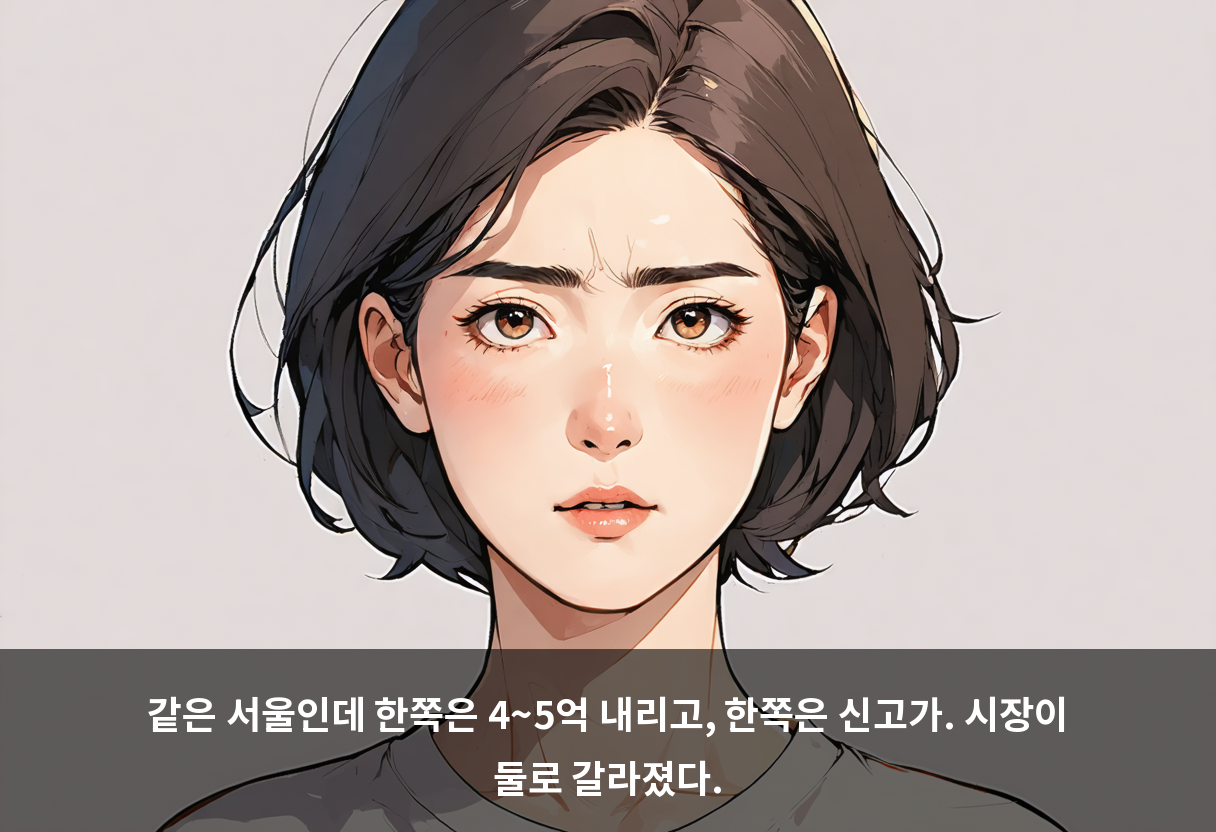 같은 서울인데 한쪽은 4~5억 내리고, 한쪽은 신고가. 시장이 둘로 갈라졌다.
