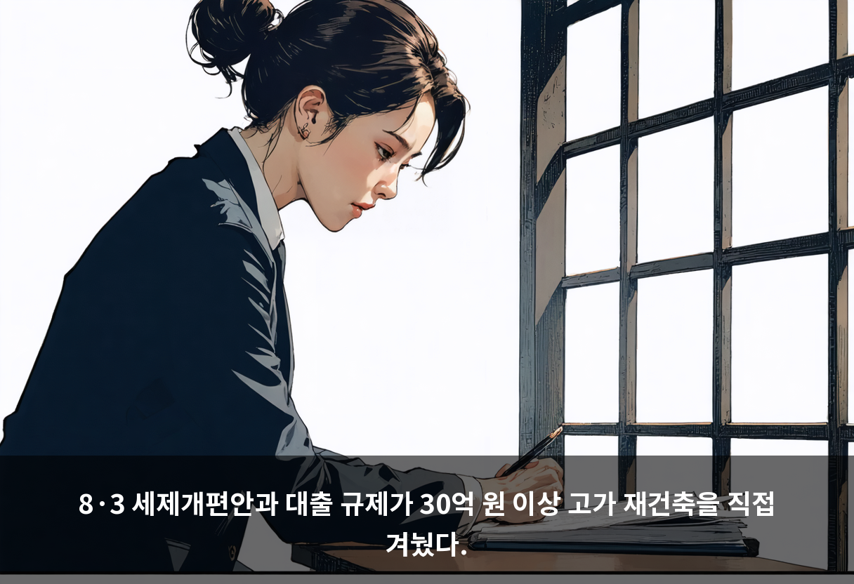 8·3 세제개편안과 대출 규제가 30억 원 이상 고가 재건축을 직접 겨눴다.