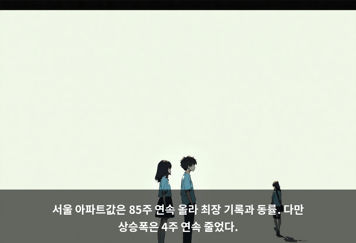 서울 아파트값은 85주 연속 올라 최장 기록과 동률. 다만 상승폭은 4주 연속 줄었다.