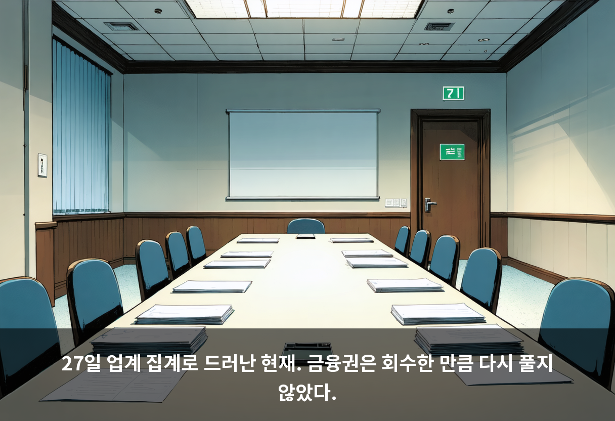 27일 업계 집계로 드러난 현재. 금융권은 회수한 만큼 다시 풀지 않았다.