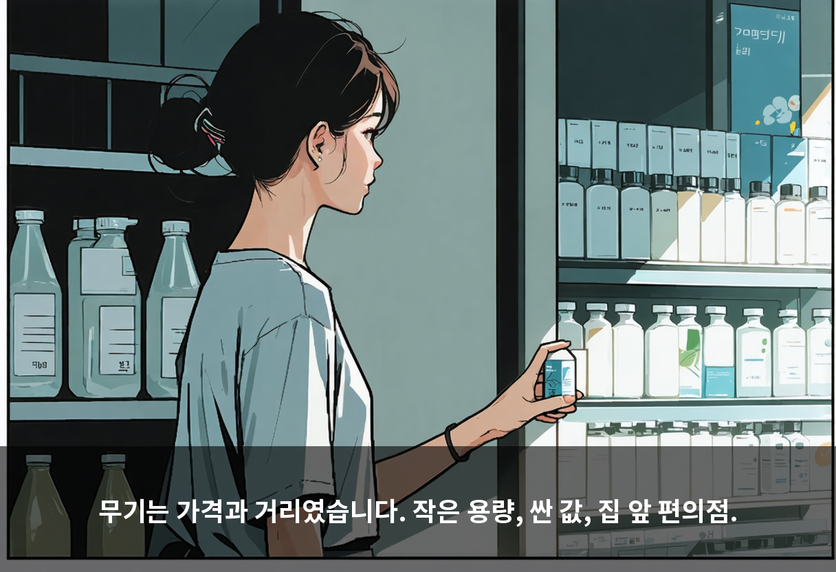 무기는 가격과 거리였습니다. 작은 용량, 싼 값, 집 앞 편의점.