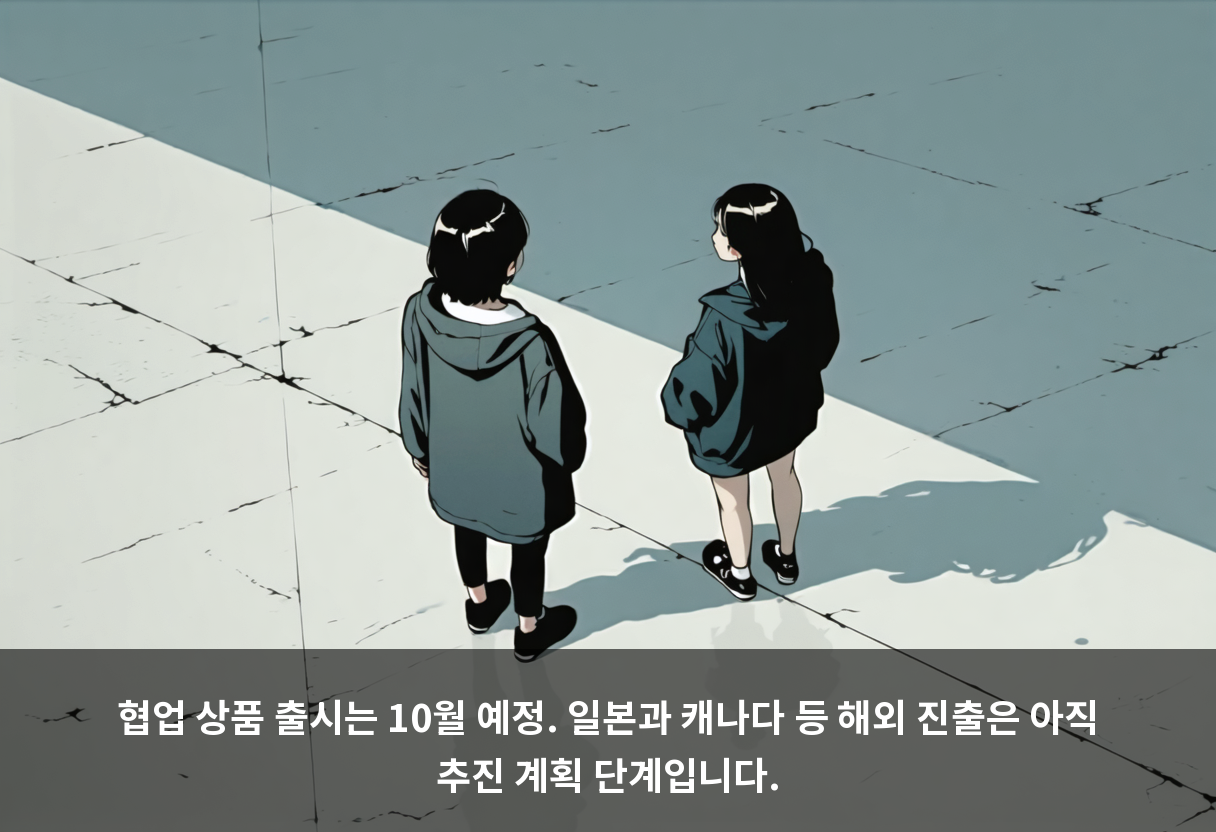 협업 상품 출시는 10월 예정. 일본과 캐나다 등 해외 진출은 아직 추진 계획 단계입니다.