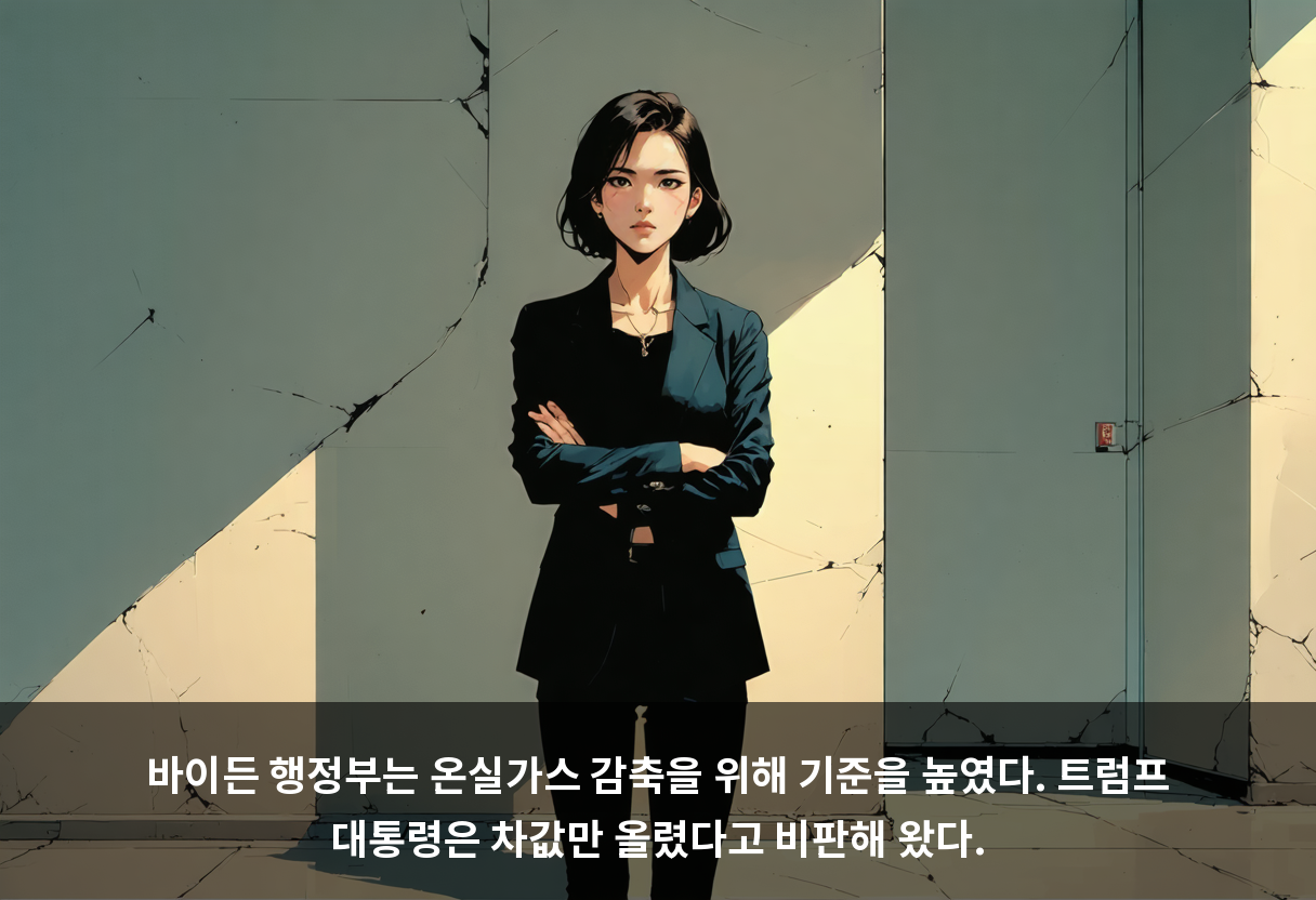 바이든 행정부는 온실가스 감축을 위해 기준을 높였다. 트럼프 대통령은 차값만 올렸다고 비판해 왔다.