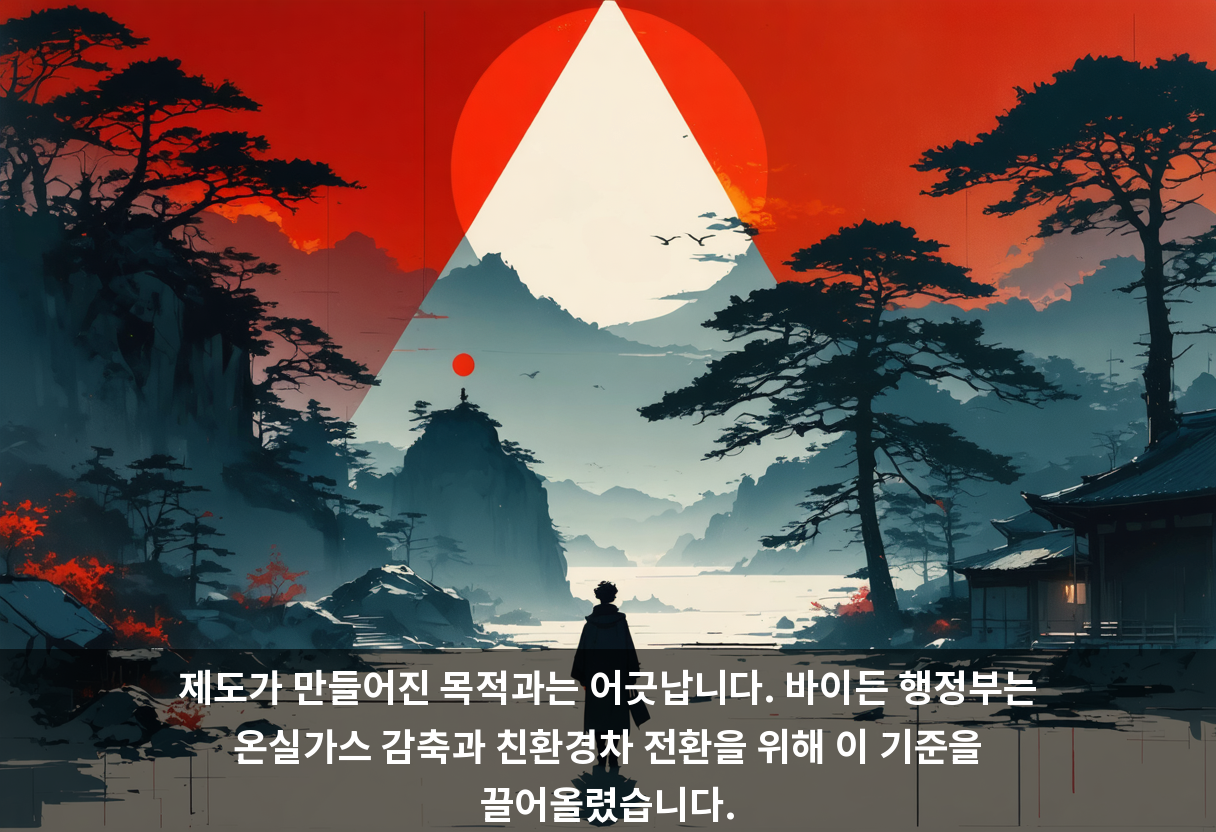 제도가 만들어진 목적과는 어긋납니다. 바이든 행정부는 온실가스 감축과 친환경차 전환을 위해 이 기준을 끌어올렸습니다.