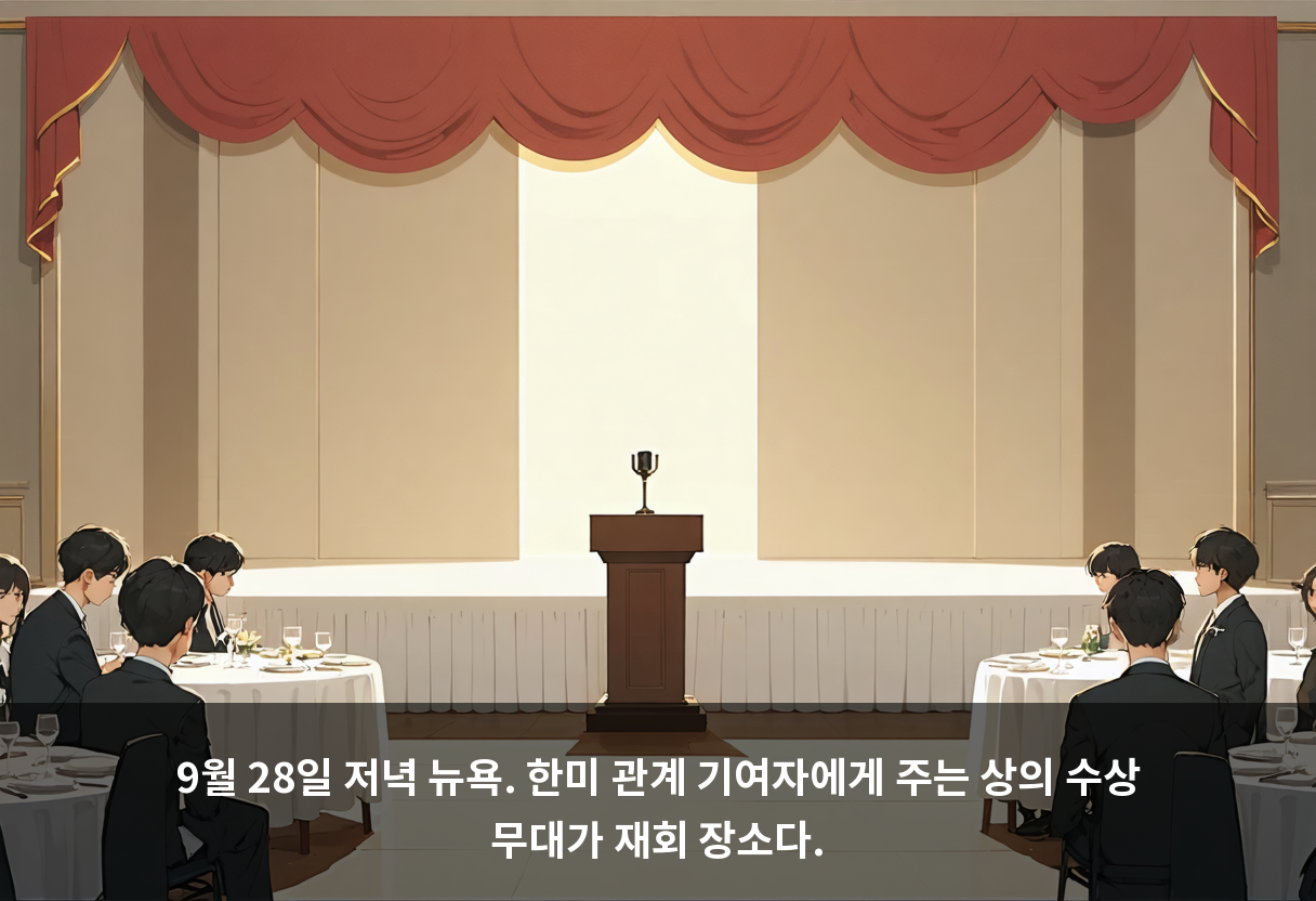 9월 28일 저녁 뉴욕. 한미 관계 기여자에게 주는 상의 수상 무대가 재회 장소다.