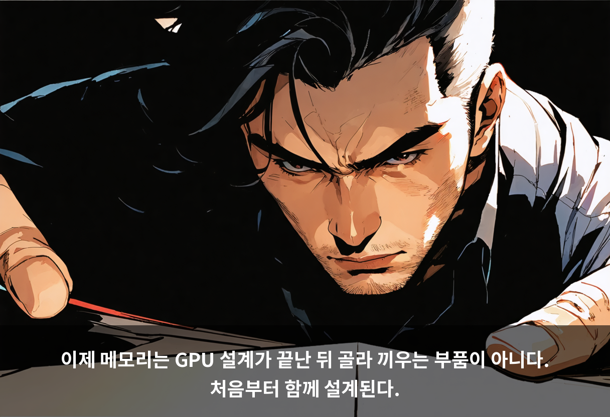 이제 메모리는 GPU 설계가 끝난 뒤 골라 끼우는 부품이 아니다. 처음부터 함께 설계된다.