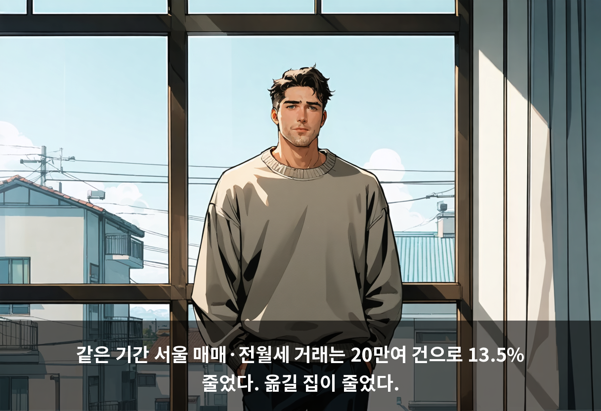 같은 기간 서울 매매·전월세 거래는 20만여 건으로 13.5% 줄었다. 옮길 집이 줄었다.