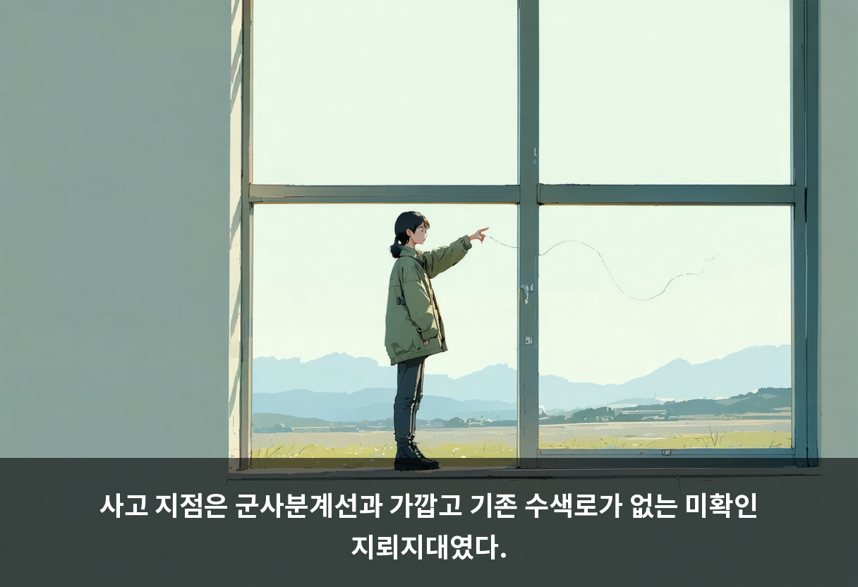사고 지점은 군사분계선과 가깝고 기존 수색로가 없는 미확인 지뢰지대였다.