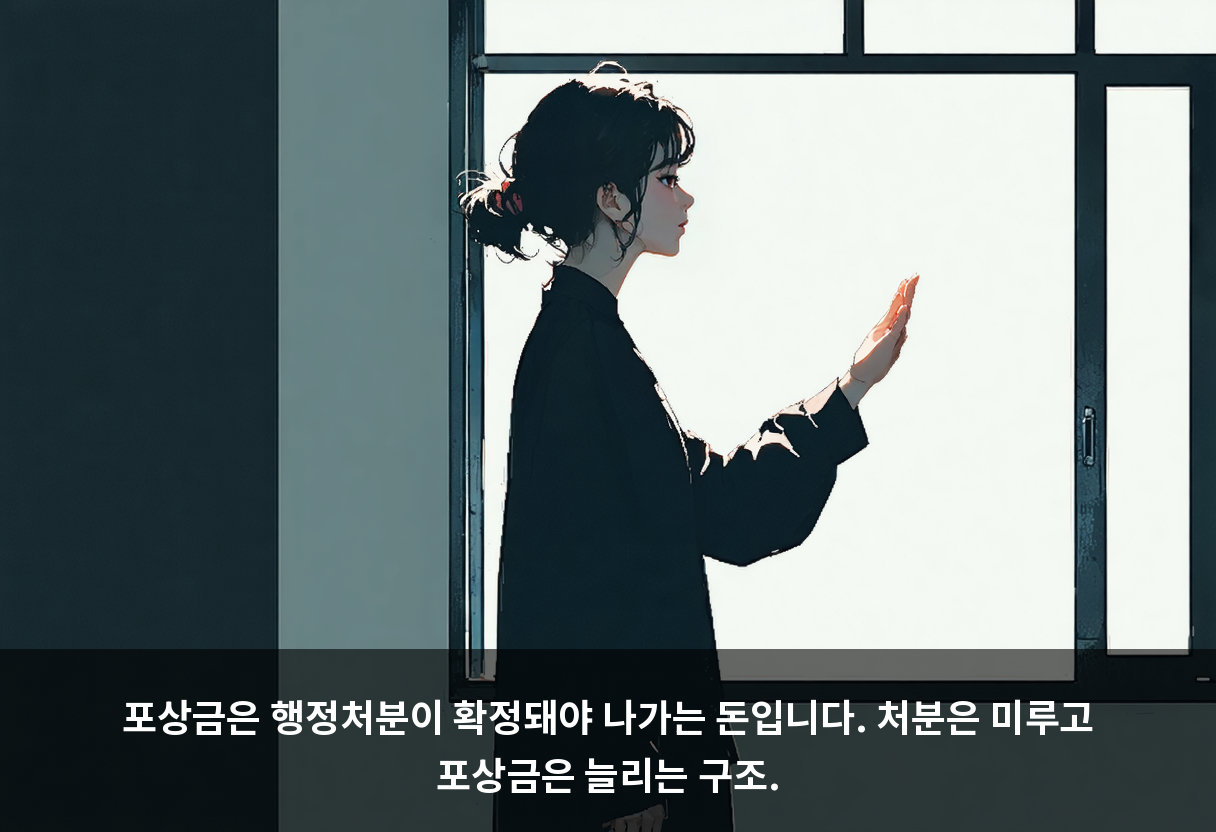 포상금은 행정처분이 확정돼야 나가는 돈입니다. 처분은 미루고 포상금은 늘리는 구조.