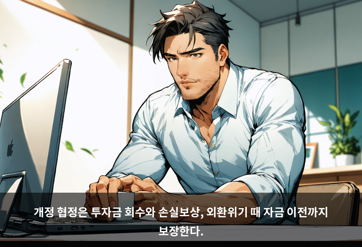 개정 협정은 투자금 회수와 손실보상, 외환위기 때 자금 이전까지 보장한다.