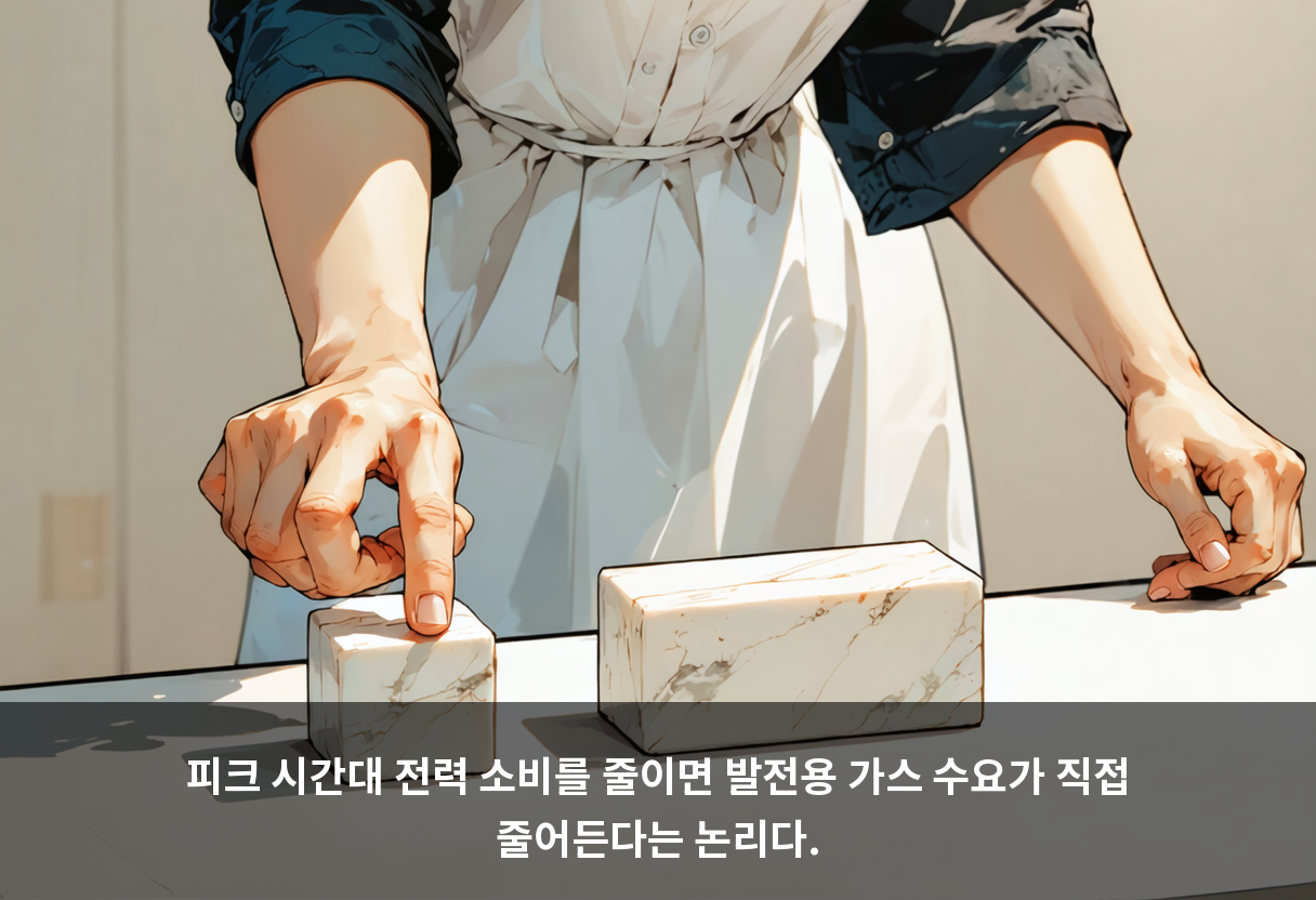 피크 시간대 전력 소비를 줄이면 발전용 가스 수요가 직접 줄어든다는 논리다.