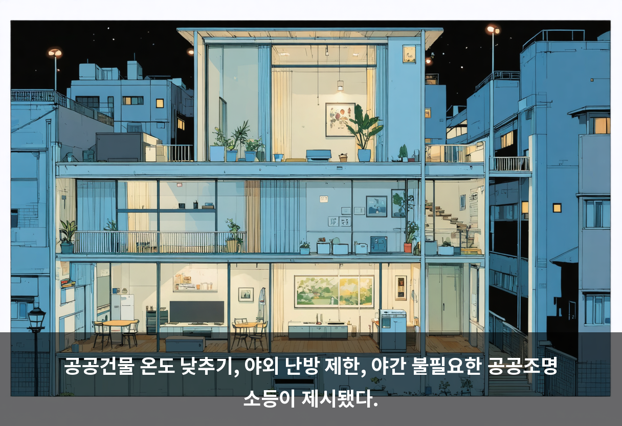 공공건물 온도 낮추기, 야외 난방 제한, 야간 불필요한 공공조명 소등이 제시됐다.