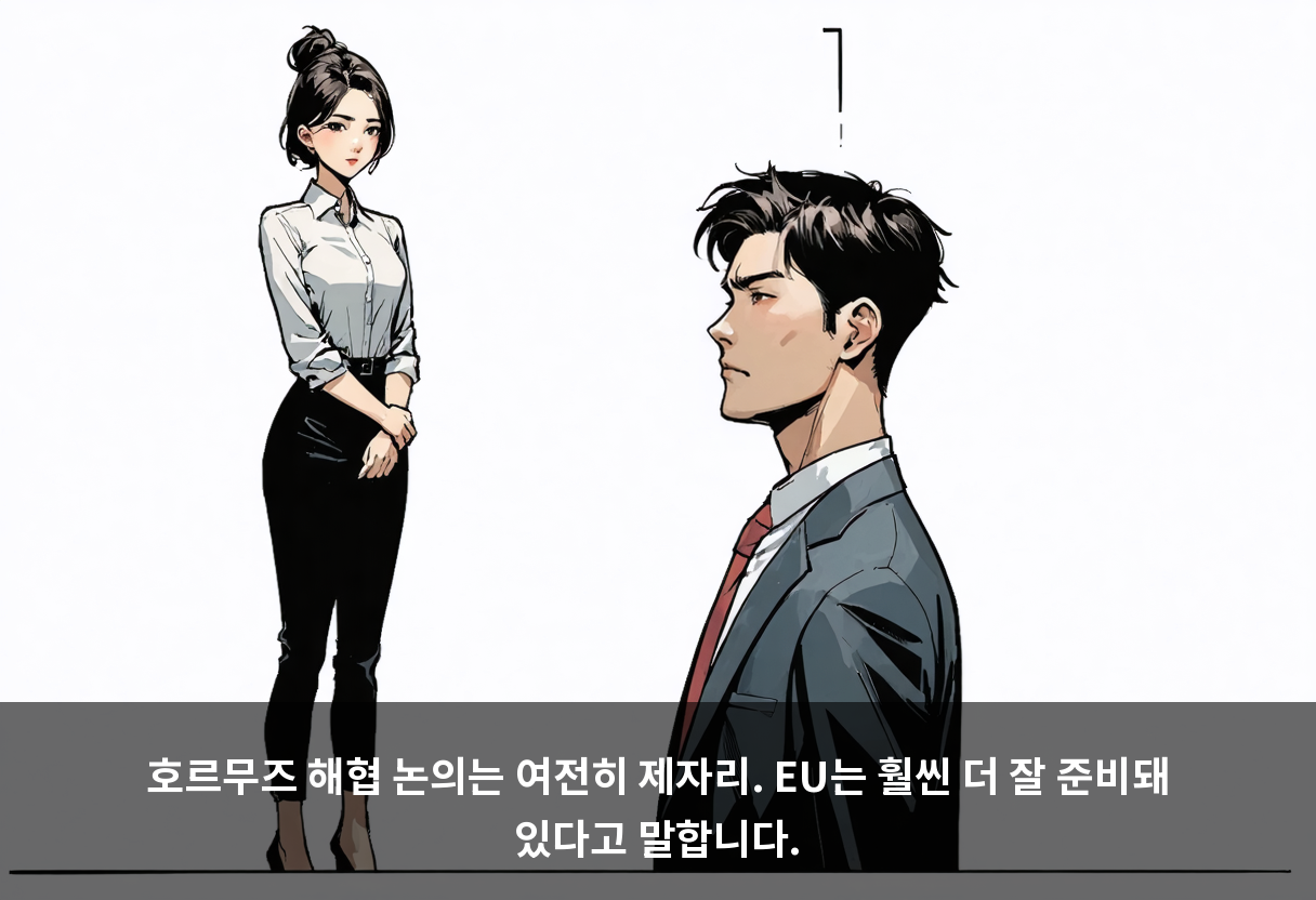 호르무즈 해협 논의는 여전히 제자리. EU는 훨씬 더 잘 준비돼 있다고 말합니다.