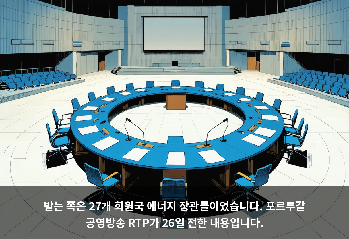 받는 쪽은 27개 회원국 에너지 장관들이었습니다. 포르투갈 공영방송 RTP가 26일 전한 내용입니다.