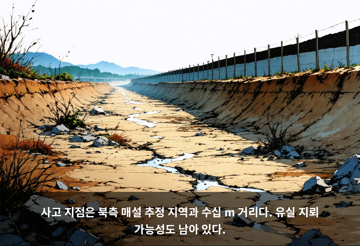 사고 지점은 북측 매설 추정 지역과 수십 m 거리다. 유실 지뢰 가능성도 남아 있다.