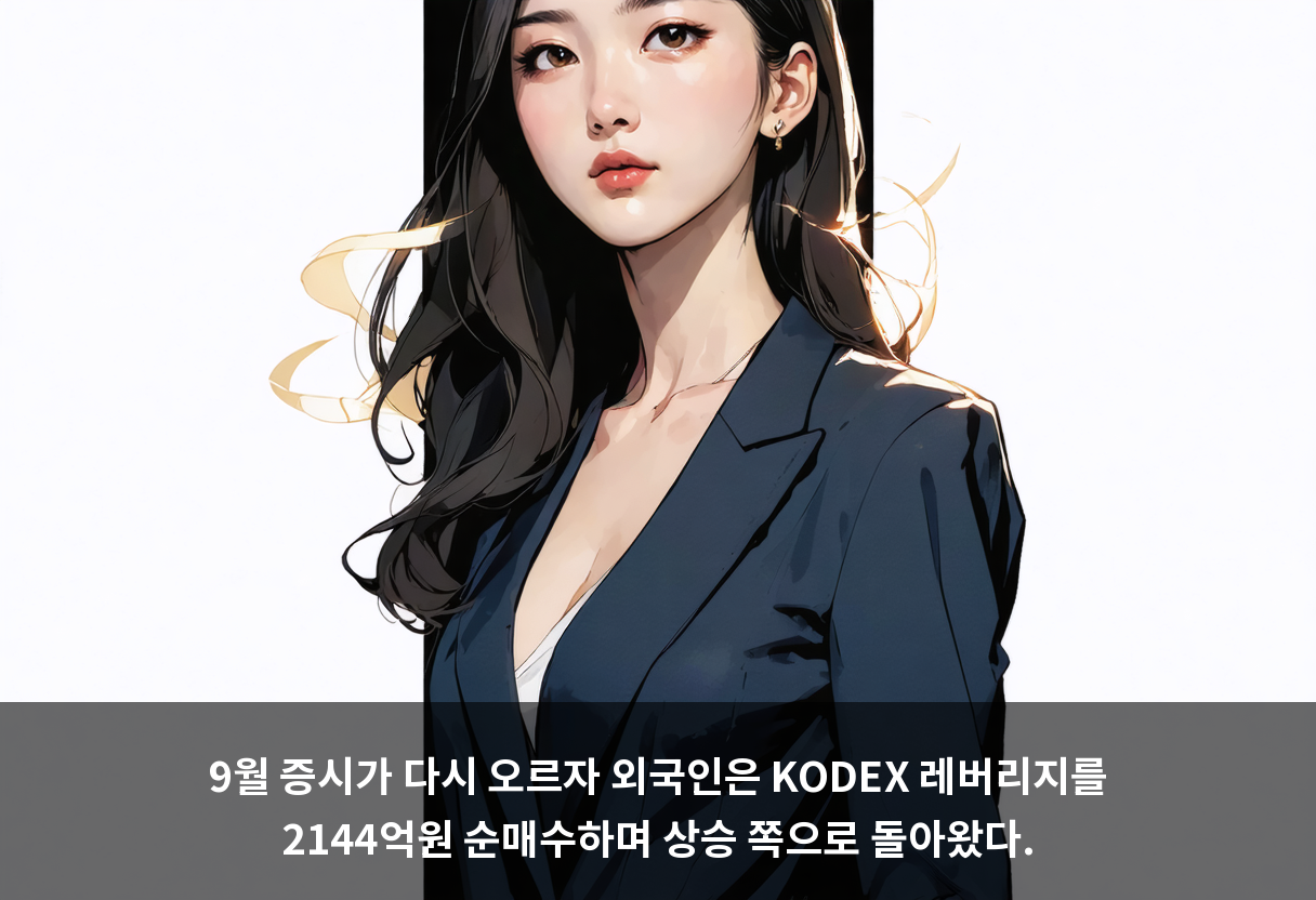 9월 증시가 다시 오르자 외국인은 KODEX 레버리지를 2144억원 순매수하며 상승 쪽으로 돌아왔다.