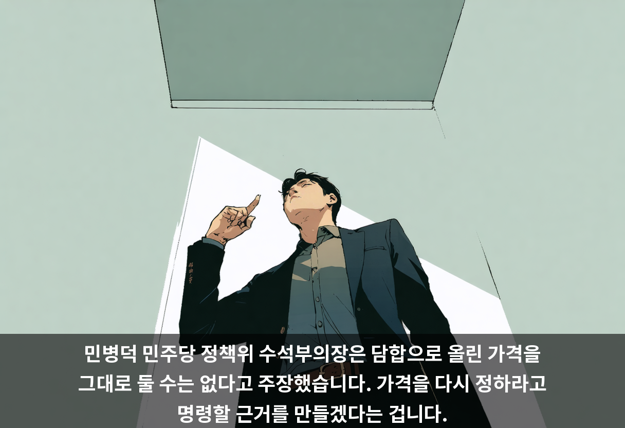 민병덕 민주당 정책위 수석부의장은 담합으로 올린 가격을 그대로 둘 수는 없다고 주장했습니다. 가격을 다시 정하라고 명령할 근거를 만들겠다는 겁니다.