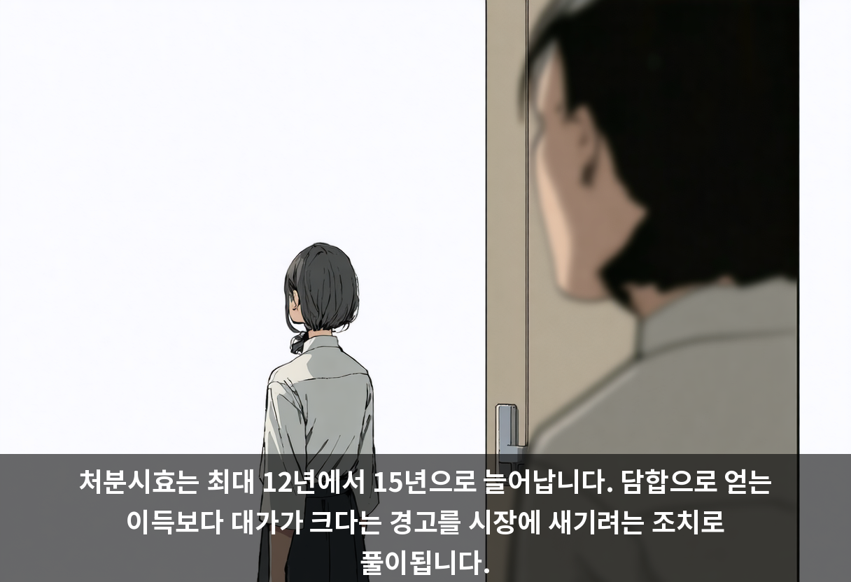 처분시효는 최대 12년에서 15년으로 늘어납니다. 담합으로 얻는 이득보다 대가가 크다는 경고를 시장에 새기려는 조치로 풀이됩니다.