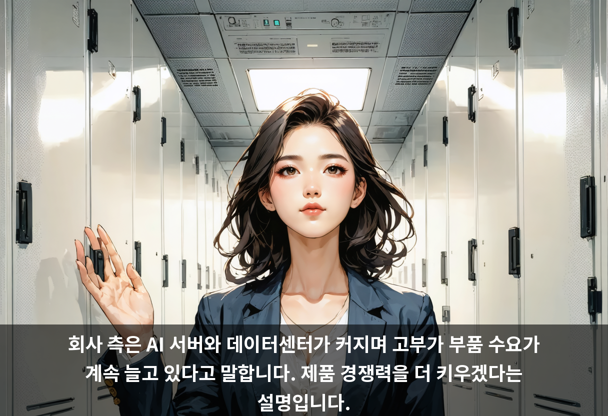 회사 측은 AI 서버와 데이터센터가 커지며 고부가 부품 수요가 계속 늘고 있다고 말합니다. 제품 경쟁력을 더 키우겠다는 설명입니다.