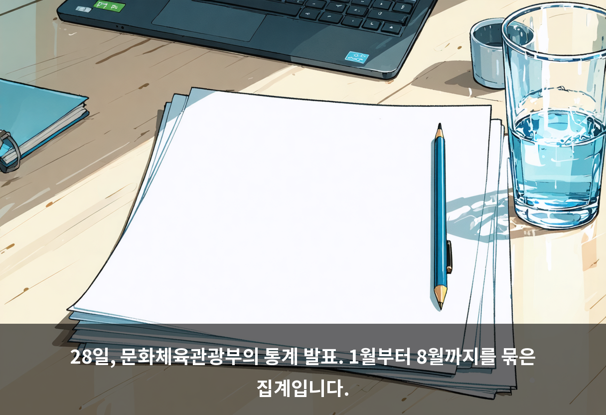 28일, 문화체육관광부의 통계 발표. 1월부터 8월까지를 묶은 집계입니다.