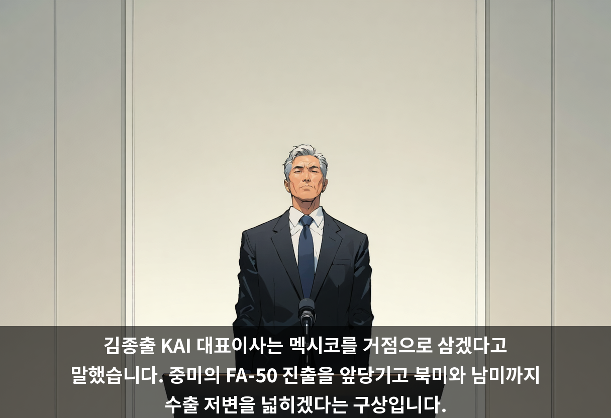 김종출 KAI 대표이사는 멕시코를 거점으로 삼겠다고 말했습니다. 중미의 FA-50 진출을 앞당기고 북미와 남미까지 수출 저변을 넓히겠다는 구상입니다.