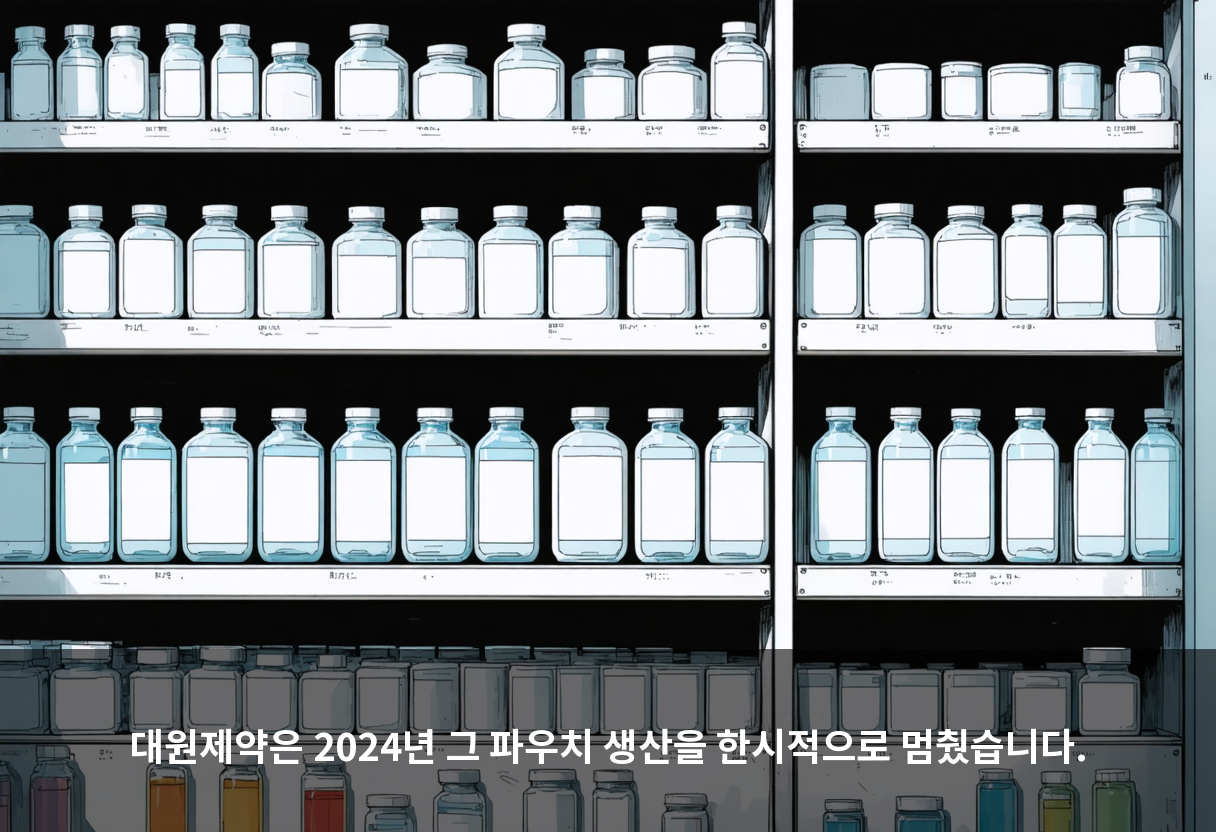 대원제약은 2024년 그 파우치 생산을 한시적으로 멈췄습니다.