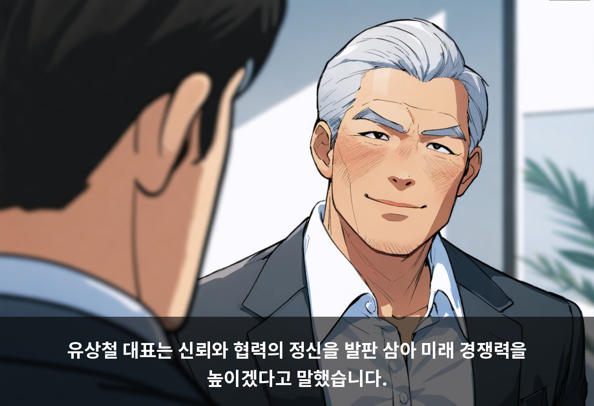 유상철 대표는 신뢰와 협력의 정신을 발판 삼아 미래 경쟁력을 높이겠다고 말했습니다.