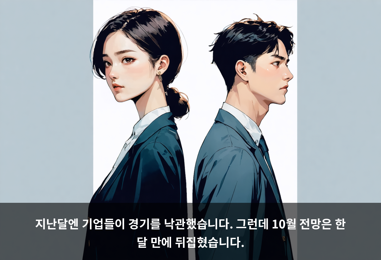 지난달엔 기업들이 경기를 낙관했습니다. 그런데 10월 전망은 한 달 만에 뒤집혔습니다.