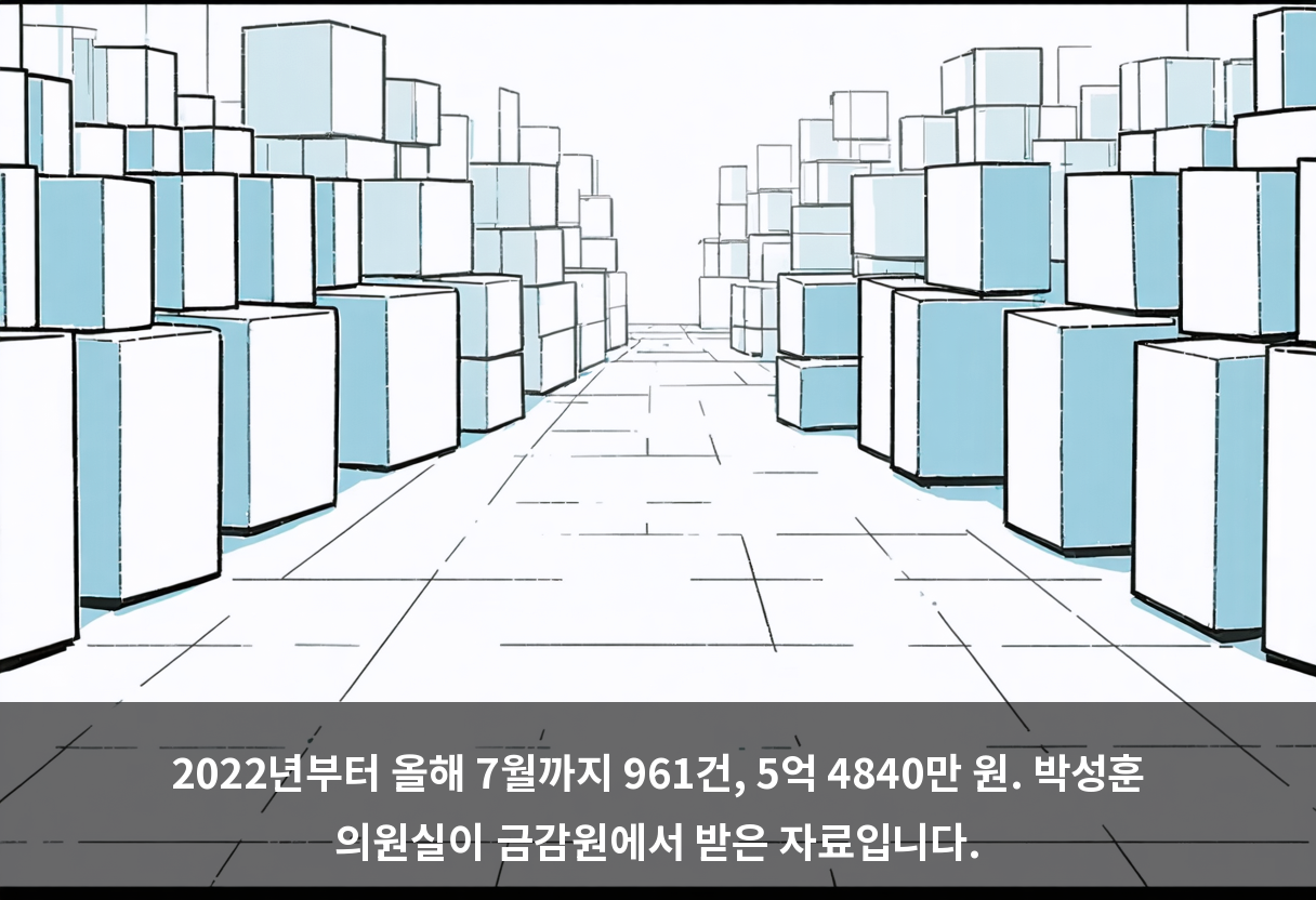 2022년부터 올해 7월까지 961건, 금액은 5억 4840만 원. 금융감독원 자료 확인입니다.